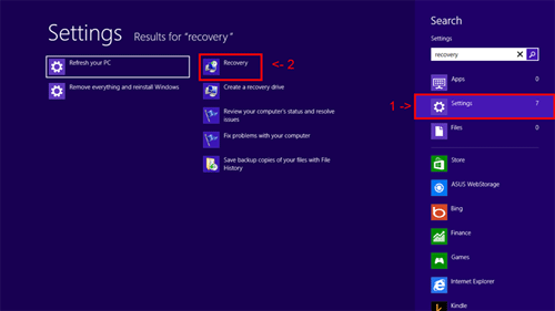 Windows 8 Settings, Recovery